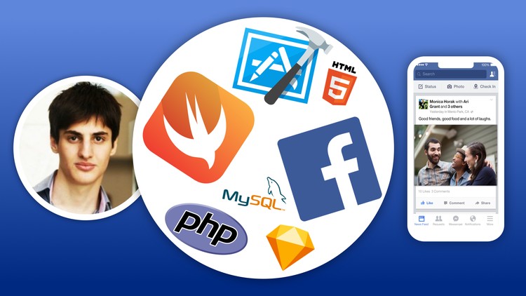 Develop Full iOS Facebook Clone App in Swift, Xcode and PHP