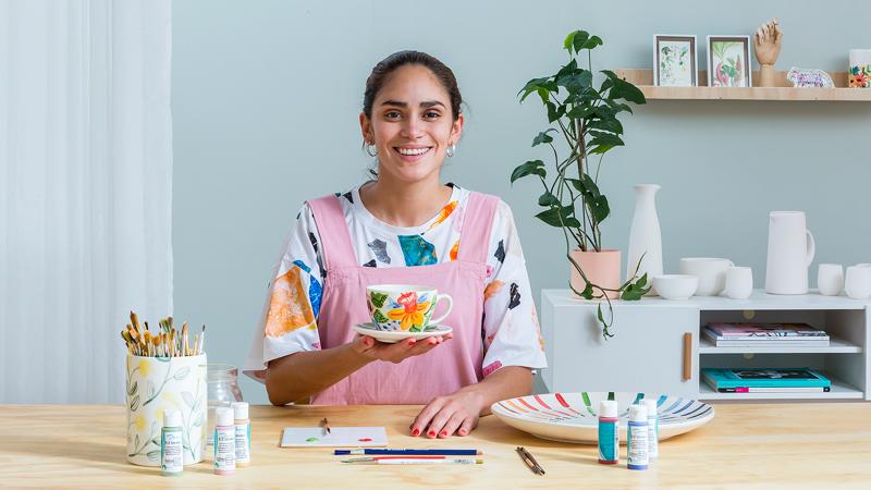 Floral Illustration on Ceramic